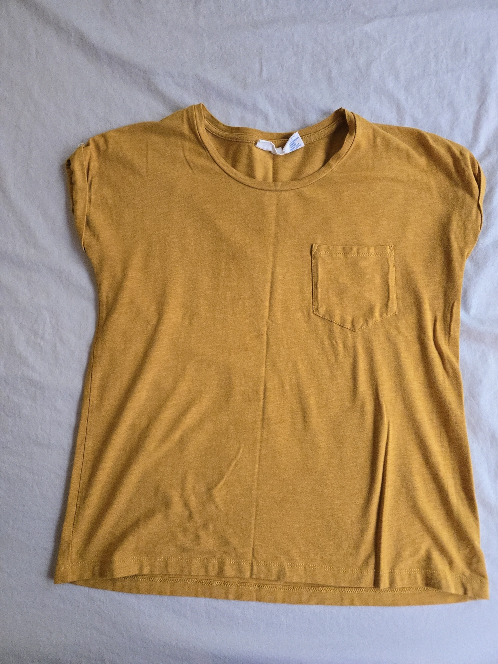 Sigrid Olsen Cotton Modal Golden Mustard Cap Sleeve Pocket Tee CW3